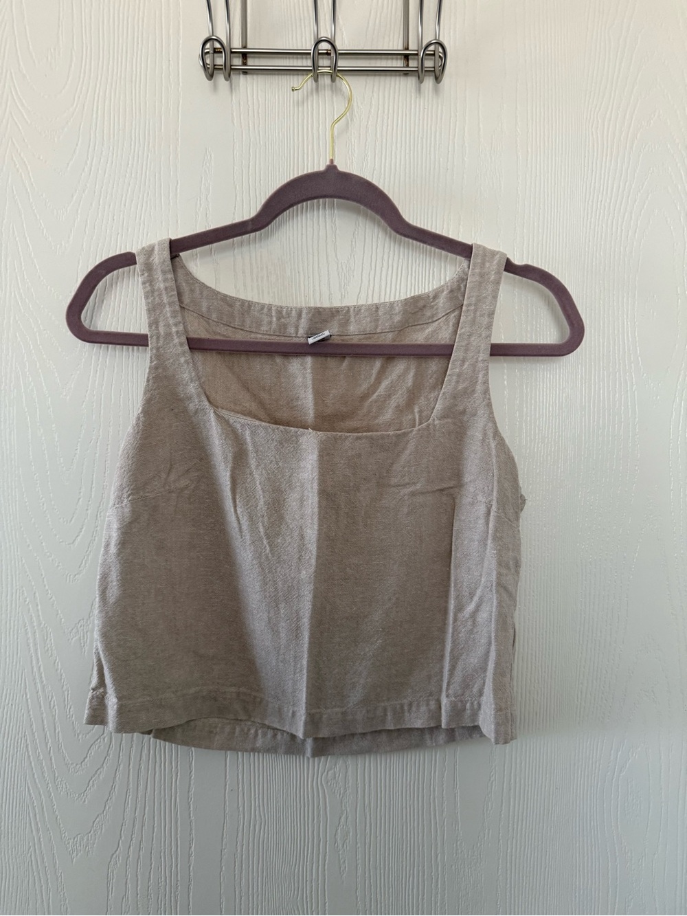 Old Navy Linen-Blend Square Neck Tank - Taupe